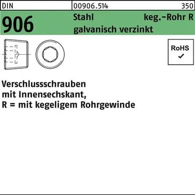 Produktbild von Reyher  Verschlußschrauben DIN 906 Stahl R 1 galv. vz (25 Stück)