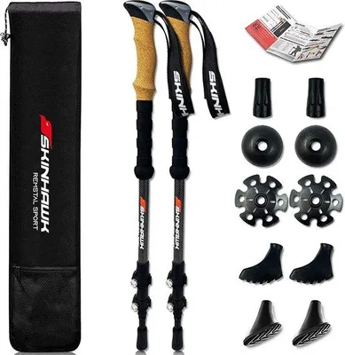 Produktbild von Famanu Wanderstöcke leicht und faltbar - verstellbare Nordic Walking Stöcke mit Tasche und Zubehör