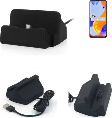 Produktbild von K-S-Trade Docking-Station kompatibel mit Xiaomi Redmi Note 11 Pro Global Ladestation Dock Ladegerät Docking Station Tischständer Ständer inkl. USB
