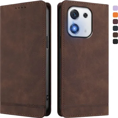 Image de Etui pour Honor X70i, étui rétro en cuirPolyuréthaneavec support et fentes pour cartes de crédit Marron