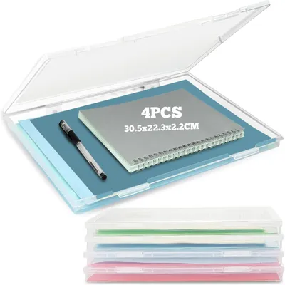 Produktbild von Aufbewahrungsboxen Set von 4, transparent, A4, stapelbar, zur Dokumentenorganisation