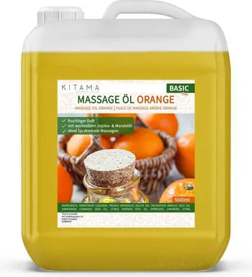 Produktbild von Kitama Aroma Massageöl Orange 5-Liter 5L I Pflegendes Körperöl für Massagen I Aroma-Öl für Massage, Thai-Massage & Spa