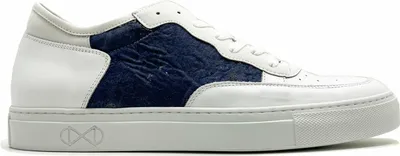 Produktbild von Weiße Damen Sneaker aus Nappaleder und Upcycling-Stoff, hergestellt in Italien