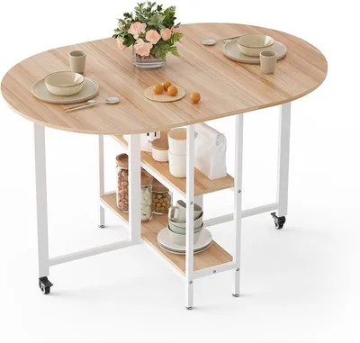 Imagen del producto de Mesa plegable de 120 cm, mesa de comedor para espacios pequeños