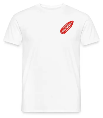 Produktbild von Spreadshirt Baywatch Rote Rettungsboje Brustmotiv Karneval Männer T-Shirt, S, Weiß