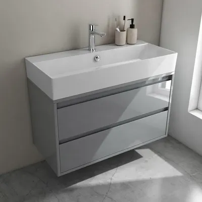 Immagine prodotto di Mobile lavabo Pure 2.0 da 90 cm con cassetto e mobile sottolavabo con 2 cassetti