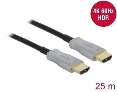 Produktbild von DeLOCK Aktives Optisches Kabel HDMI 4K 60 Hz 25 m, 25 m, HDMI Typ A (Standard), HDMI Typ A (Standard), 18 Gbit/s, Schwarz