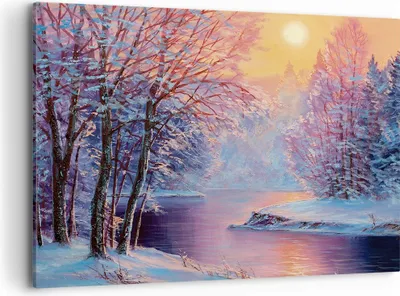 Produktbild von Bild auf Leinwand - Leinwandbild - Einteilig - Öl Winter Fluss - 100x70cm - Wand Bild - Wanddeko - Wandbilder - Leinwanddruck - Bilder - Wanddekoration - Leinwand bilder - Wandbild - AA100x70-4379