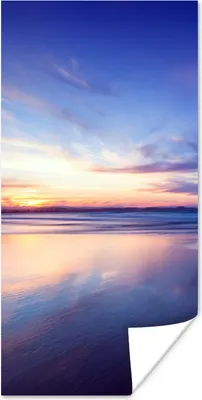 Produktbild von MuchoWow® Poster Sonnenuntergang mit ruhigen Farben am Strand 20x40 cm - Plakat - Foto