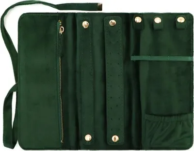 Image de INF Trousse de Voyage Portable en Velours pour Bijoux - Organisation Vert