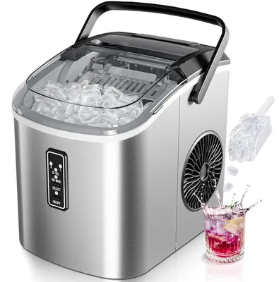 Image de Machine à glaçons compacte, produisant 12 kg de glace par jour, fabriquant 9 glaçons en 6 minutes, avec poignée de transport et bac à glaçons