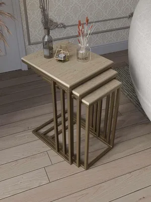 Produktbild von Skye Decor, Hochwertiger Nesting Tisch (3 Teile) - Saphir Eiche, 100% Melamin, 100123