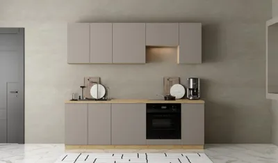 Produktbild von Küchenzeile – Küchenblock – Einbauküche – Singleküche – 240 cm VELORA – KU-S46 – Beige – Ohne Arbeitsplatte & Elektrogeräte