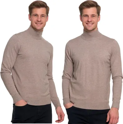 Produktbild von Herrenpullover - Rollkragenpullover Größe XL - eleganter Pullover beige - klassischer Pullover