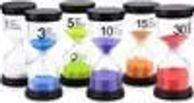 Produktbild von Buntes Sanduhren Set mit 6 Farben Sanduhren Set 1Min/ 3Min/5Min/10Min/15Min/ 30Minuten Dekoration Zeitmesser Timer Glas Timer Büro Dekoration