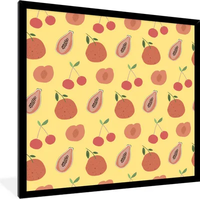 Produktbild von MuchoWow® MuchoWow® Gerahmtes Poster Obst - Abstrakt - Muster 40x40 cm - Poster mit zchwarzem Bilderrahmen - Mit Rahmen - Wanddekoration Schlafzimmer