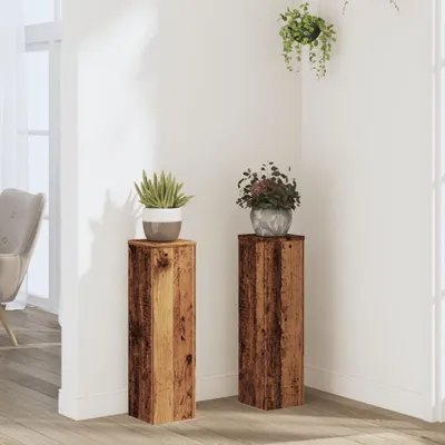 Produktbild von "2026 Aktion"Pflanzenständer/Blumenständer - Blumenregal - 2er set - modernes Design - für Wohnzimmer/Balkon - Altholz-Optik 17x17x60cm Holzwerkstoff NEU851073 - Pflanztische