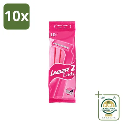 Productafbeelding van 10 x Benson Laser Twin dameswegwerp scheermesjes - voorraadverpakking - 10 stuks