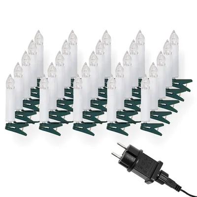 Produktbild von LED Lichterkette Weihnachtsbaum für innen, strombetrieben - keine Batterien erforderlich, inkl. Befestigungsclips, Retro Weihnachtskerzen für den Christbaum (30 Lichter)