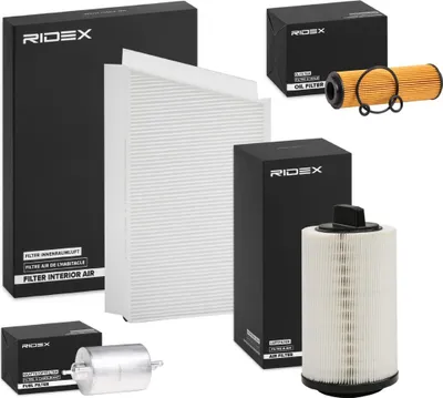 Produktbild von RIDEX Filterset Inspektionspaket Filtersatz passend für MERCEDES-BENZ C-Klasse Limousine (W203) C-Klasse T-modell (S203) CLK (C209) CLK Cabriolet