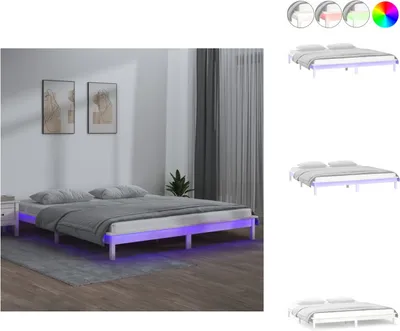 Obrázek produktu pro vidaXL Postel z masivu s LED diodami bílá 135x190 cm - Postele a rámy postelí