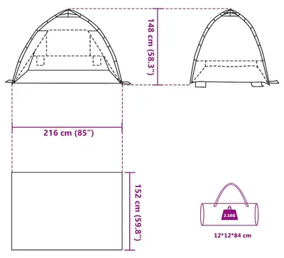 Produktbild von vidaXL Strandzelt 2 Personen Azurblau Quick Release Wasserdicht
