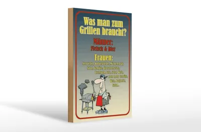 Produktbild von Holzschild Spruch 20x30cm Grillen Männer Fleisch Bier