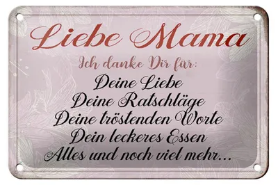 Produktbild von Blechschild Spruch 18x12cm liebe Mama ich danke dir Liebe