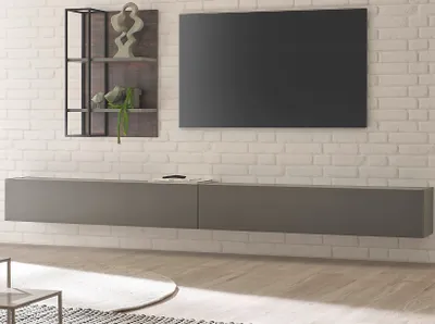 Produktbild von Wohnwand "Piano" in Eiche und grau Wohnkombination 3-teilig 304 x 170 cm