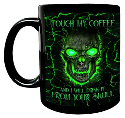 Wärmefarbwechsel-Tasse mit Schädel-Motiv, 300 ml, grün