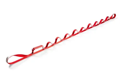 Daisychain Eco-Pes 16 mm 115 cm von Ocun; eine rote Kletterschlinge mit gewelltem Design.