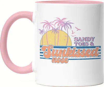Produktbild von Sandy toes & sunkissed nose Tasse Rosa Sonne Surf Ozean Meer Strandliebe Sommer