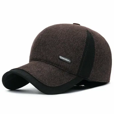 Produktbild von Herren Winter Baseball Cap mit Ohrenschutz Warme Schirmmütze Earflap Kappe Braun