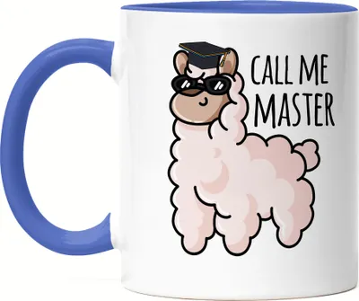 Produktbild von Call me Master Tasse Blau Masterabschluss Geschenk Lustig Alpaka Studium Absolvent Uni