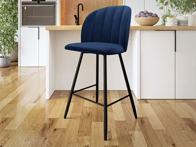 Obrázok produktu pre Čalúnená barovka CANOGA - čierna / námornícka modrá