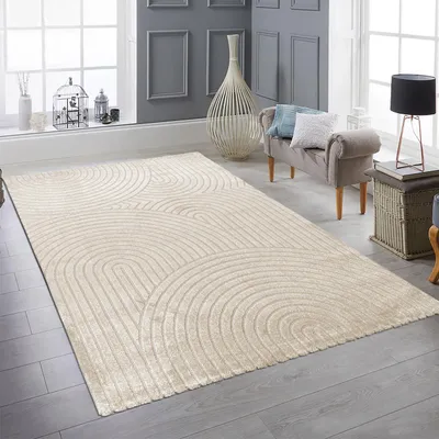 Immagine prodotto di Tappeto moderno con motivo geometrico ad arco Elegante in color crema Dimensioni - 240 x 340 cm