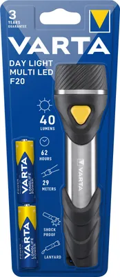 Obrázek produktu pro Varta Day Light Multi LED F20, Ruční svítilna, Černá, Stříbrná, Žlutá, ABS umělá hmota, Hliník, Guma, LED, 9 lamp, 40 lm