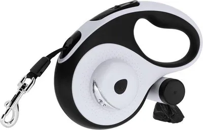 Image de Ibenzoa® Laisse réglable pour chien, longueur de 1,8 à 4 mètres – nylon, avec LED intégrée (rechargeable par USB), résistante à l'eau, avec support pour sacs à déjections – pour des promenades en toute sécurité