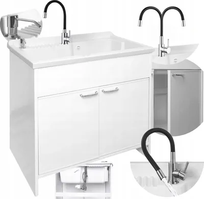 Produktbild von SIGO Haushaltswaschbecken mit Schrank und Batterie, PVC Unterschrank  80x50 cm