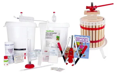 Immagine prodotto di Kit per fare il vino - MAXI con pressa per frutta 12 litri, istruzioni in tedesco