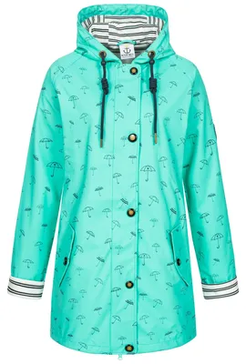 Produktbild von Friesennerz Damen Regenmantel Gefüttert Wasserdicht mit Kapuze, Warme Regenjacke