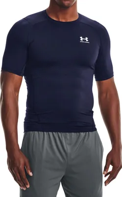 Produktbild von Under Armour HeatGear Kurzarm-Oberteil für Herren, Erwachsener, Männlich, Navy, Überziehhemd, Einfarbig, Midnight Navy / White - 410