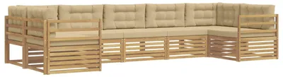 Produktbild von vidaXL Outdoor-Sofagarnitur mit Kissen 7 pcs Weiß und Beige Polyester