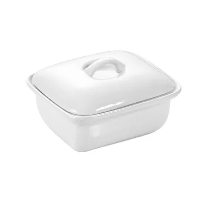 Produktbild von Butterdose mit Deckel und Griff für ein Stück Butter 250 g Porzellan weiß