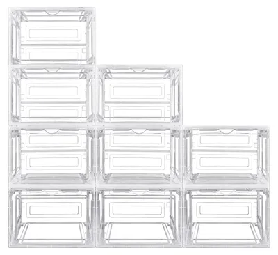 Immagine prodotto di Contenitori per scarpe - Confezione da 9 - Impilabili - Porta magnetica - Antipolvere - Plastica - Salvaspazio - Trasparente