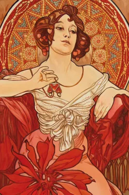 Produktbild von Alphonse Mucha Kunstdruck Bild - Die Edelsteine, Rubin 1900 (180 x 120 cm)