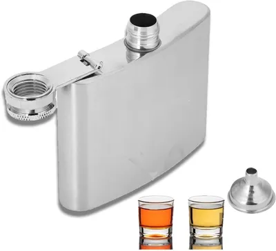 Productafbeelding van Roestvrijstalen kolf - Draagbare alcoholfles met trechter Whiskyfles voor mannen(4oz)