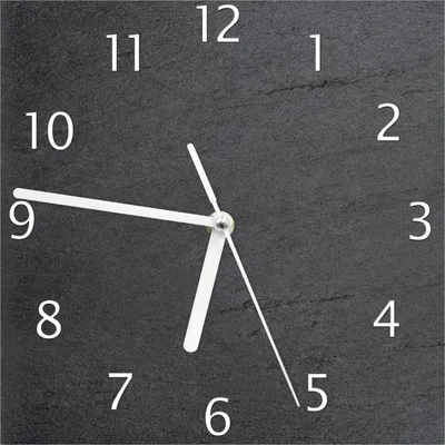 Produktbild von Wallario Design Wanduhr Schwarze Schiefertafel Optik - Steintafel aus Echtglas, Größe 20 x 20 cm