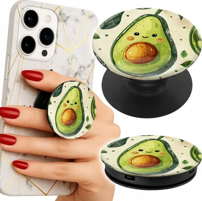 Image de Support telephone Popsocket pour doigt / support - SŁODKIE UŚMIECHNIĘTE AWOKADO