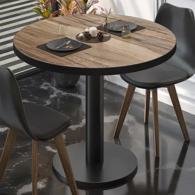 Produktbild von BN | Bistrotisch | Ø:H 60 x 72 cm | Schwarzer Rand | Sheesham / Schwarz | Rund | Bistrotisch Tisch